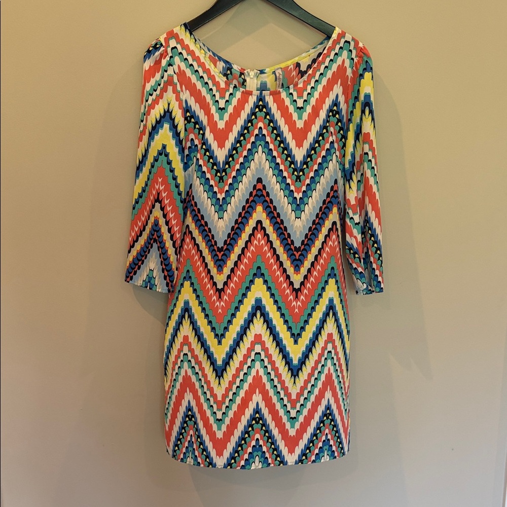 Auditions Multicolor Chevron Mini Dress - Red, Blue, Yellow, Green